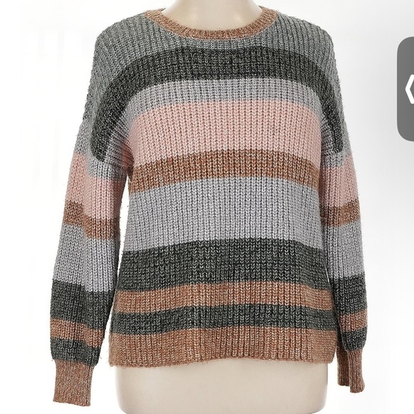 C&C California Sweaters - C&C California Crew Neck Sweater Womens Marl Striped Canyon 2X